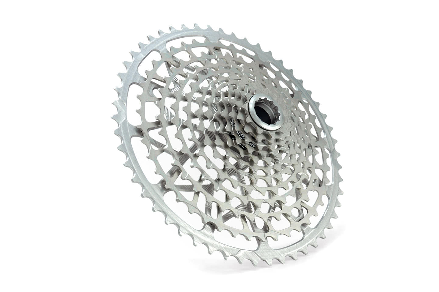 12-speed cassette (Shimano Micro Spline freehub) Silver Angled